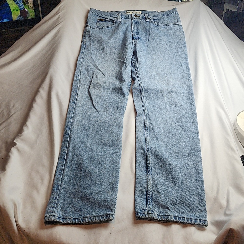 Lee Regular Fit Jeans Light Wash Denim 100% Cotton Men's Size 38 x 34